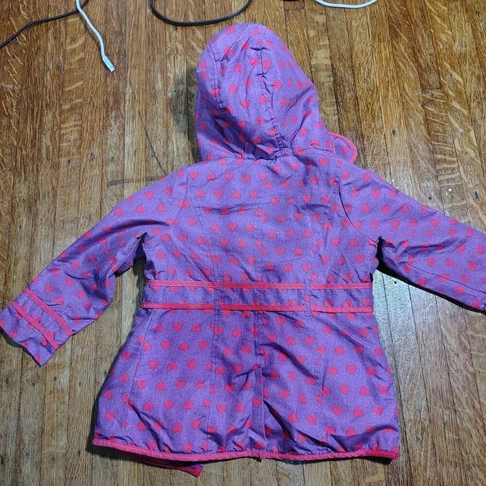 London Fog Girls Heart Printed Purple Pink Hooded Jacket Size 3T
